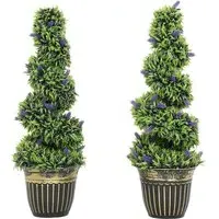 Lavender Artificial Plant in Pot 90cm 2 Pack - Blue