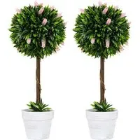 Lavender Ball Tree Artificial Plants 2 Pack - Pink