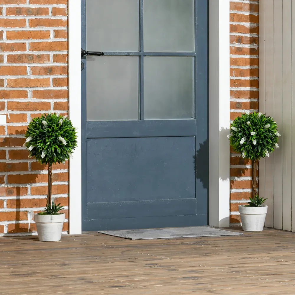 Lavender Ball Tree Artificial Plants 2 Pack - White