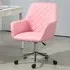 Leather-Feel Swivel Office Chair with Armrests - Pink