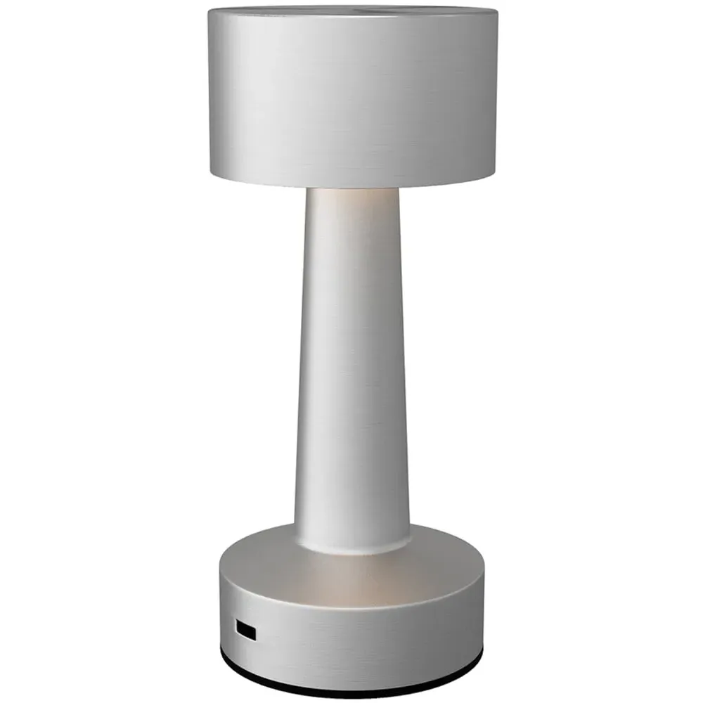 LED Battery Operated Table Lamp with USB-C - Silver image