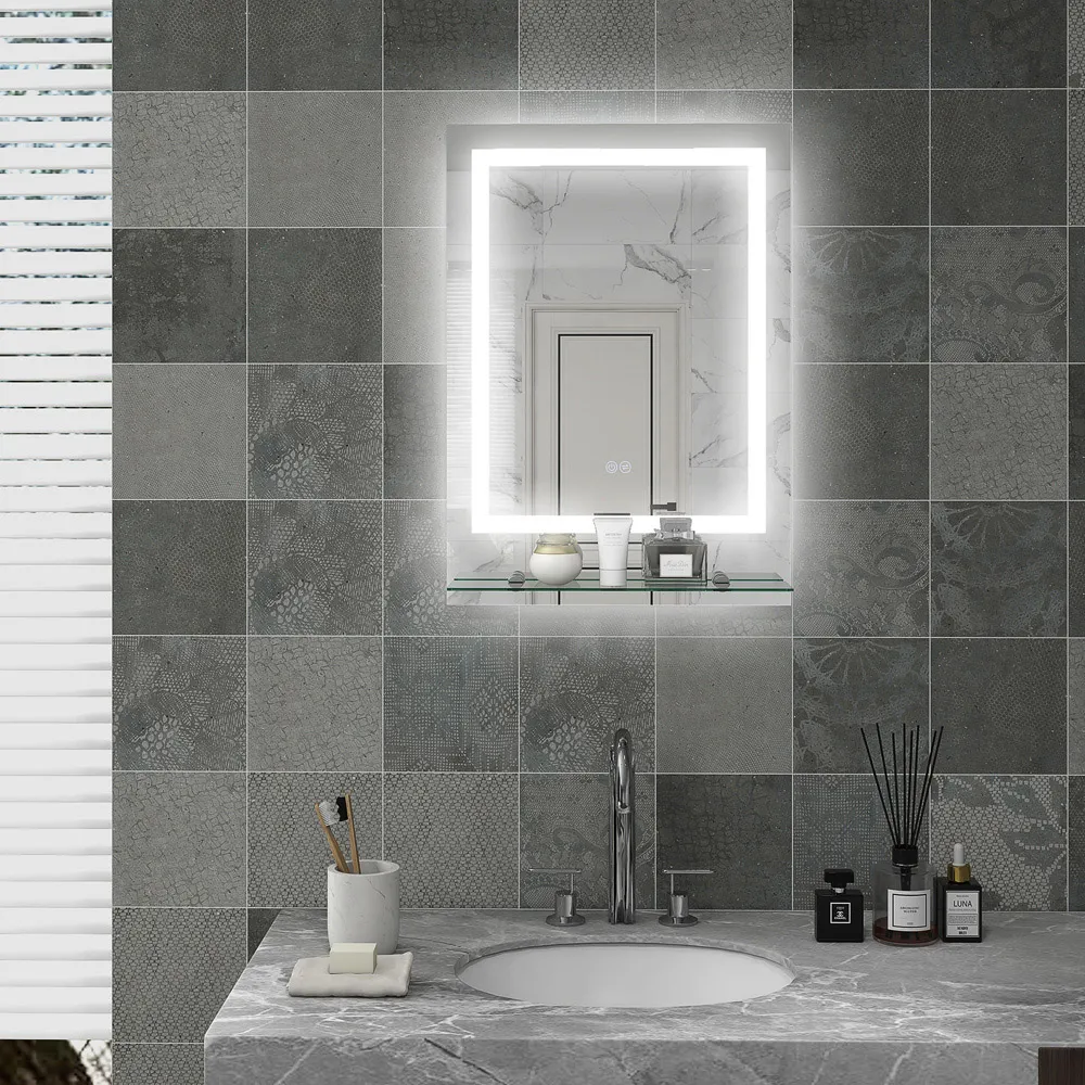 LED Illuminated Bathroom Mirror with Storage - Clear