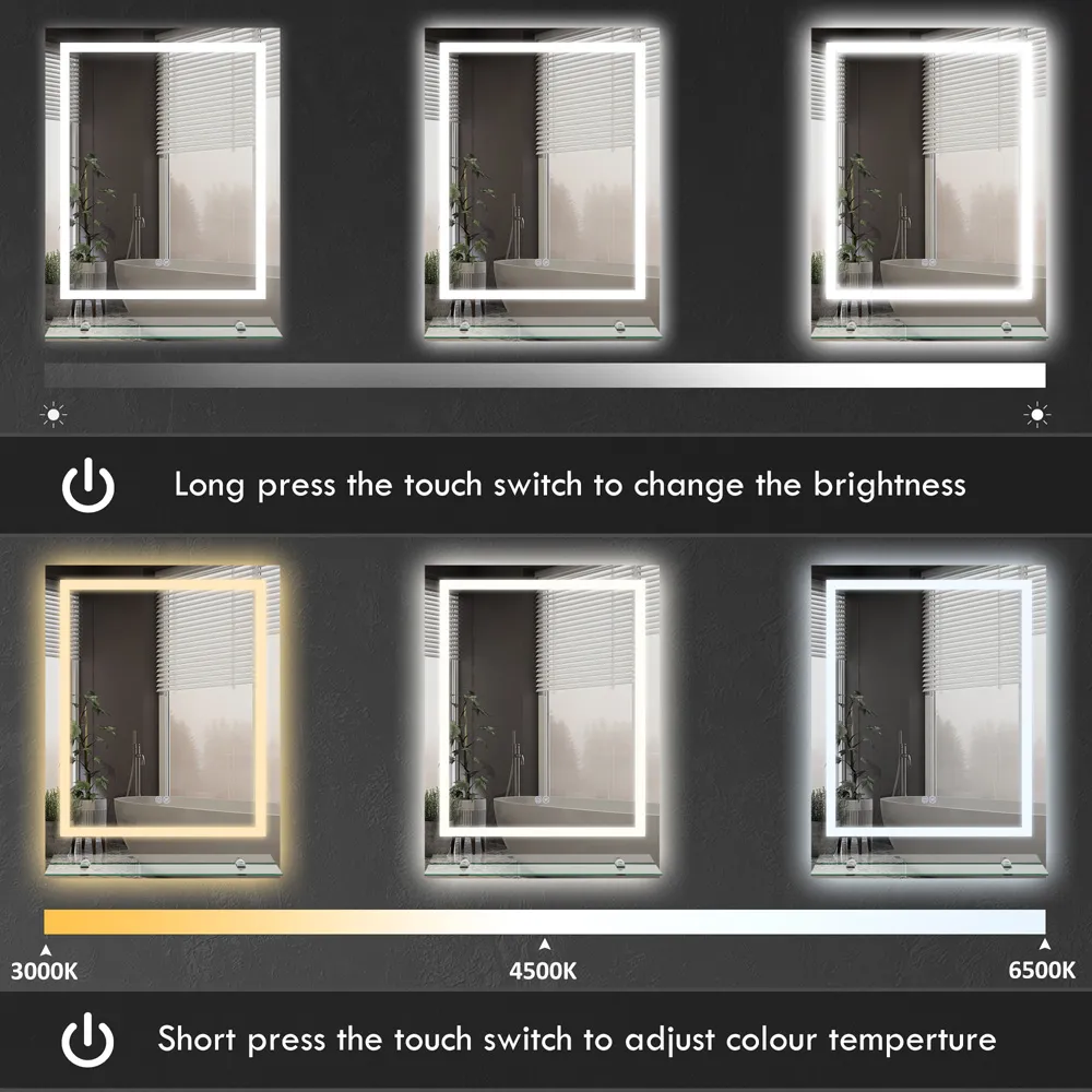 LED Illuminated Bathroom Mirror with Storage - Clear