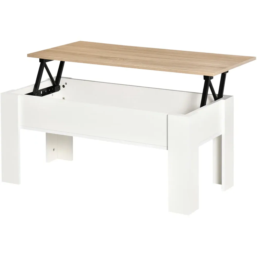 Lift Top Coffee Table with Storage - White, Brown