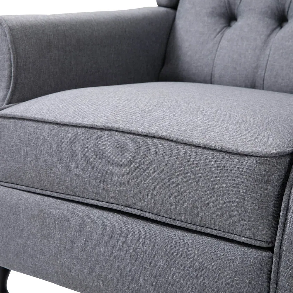 Light Grey Button Tufted Recliner Chair with Footrest - Grey