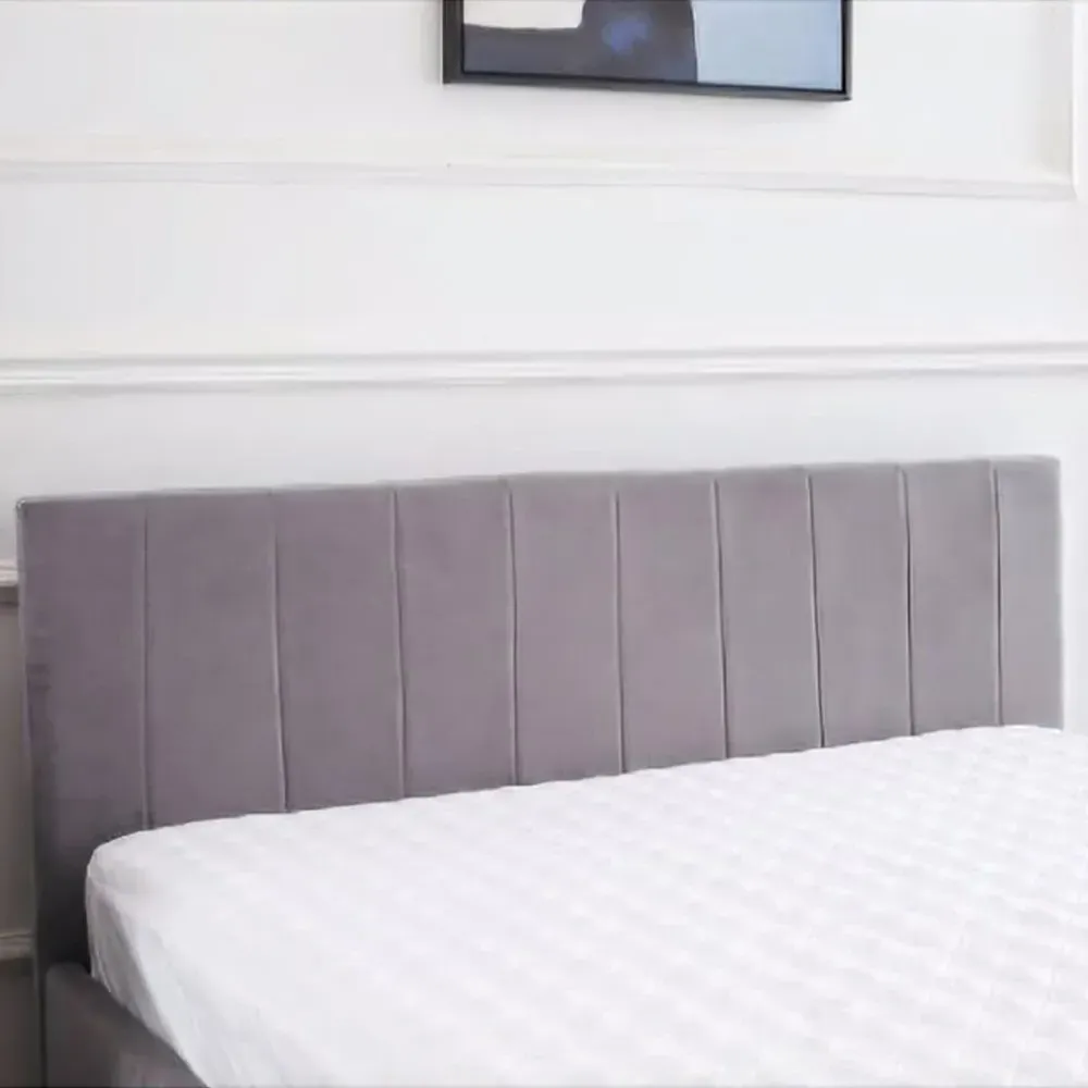 Line Double Ottoman Bed with Storage - Grey, Velvet