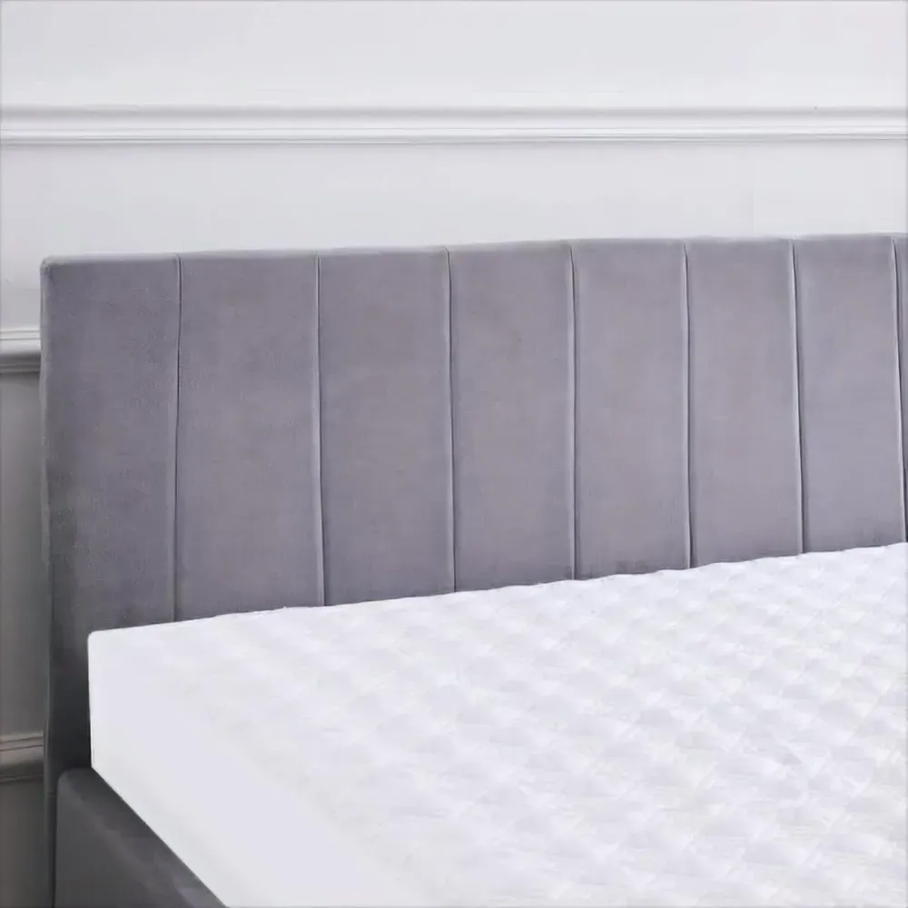 Line Double Ottoman Bed with Storage - Grey, Velvet