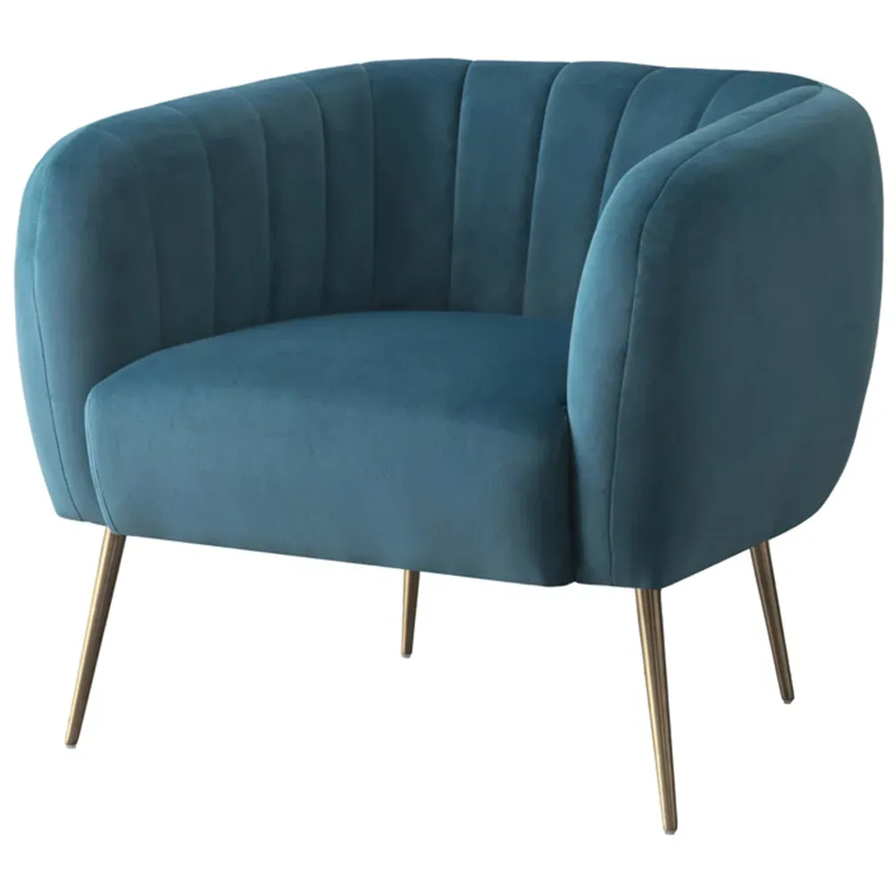 Linen Accent Chair - Blue, Velvet