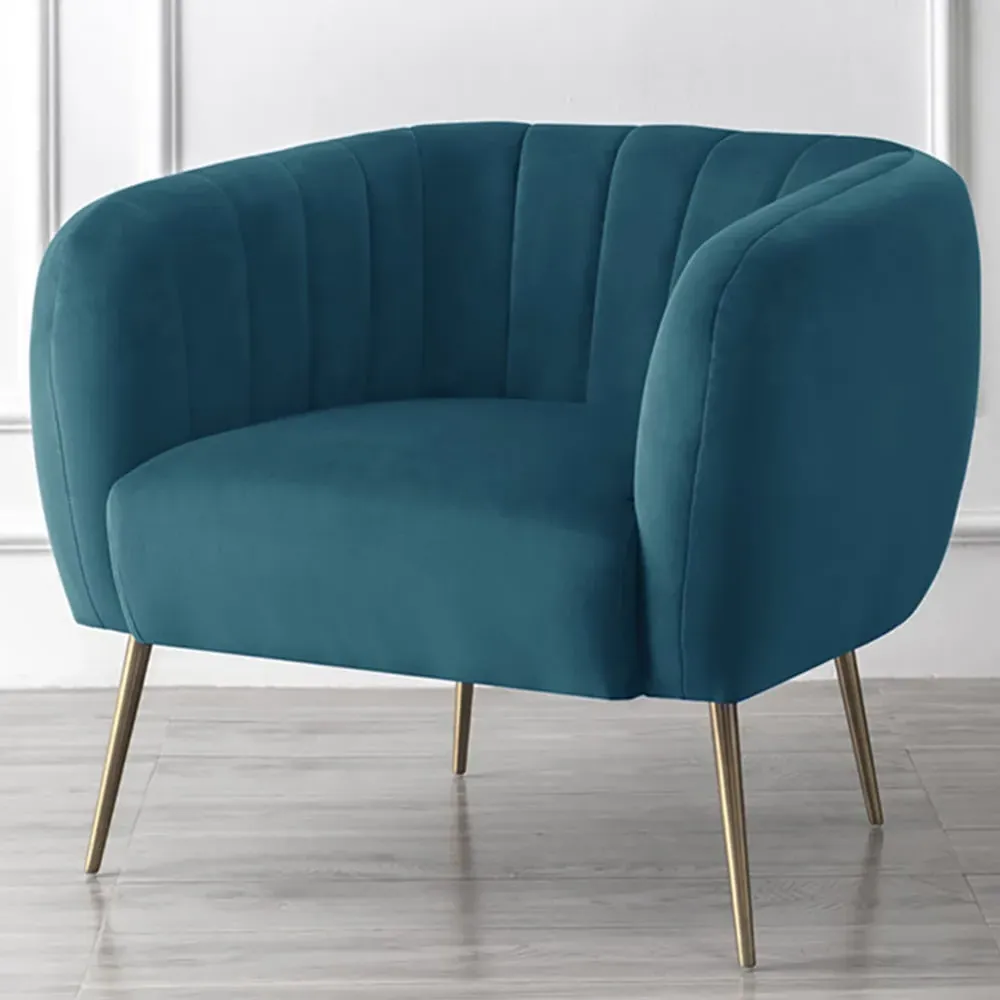 Linen Accent Chair - Blue, Velvet