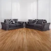 Lisbon 5 Seater Sofa Suite - Black and Grey, Chenille