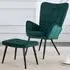 Lounge Chair with Footstool - Green, Velvet