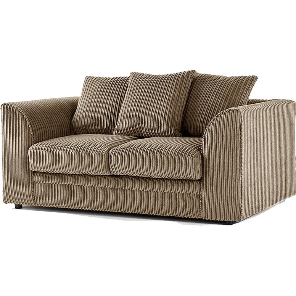 Luxor 2-Seater Coffee Jumbo Cord Sofa with Scatter Back - Brown