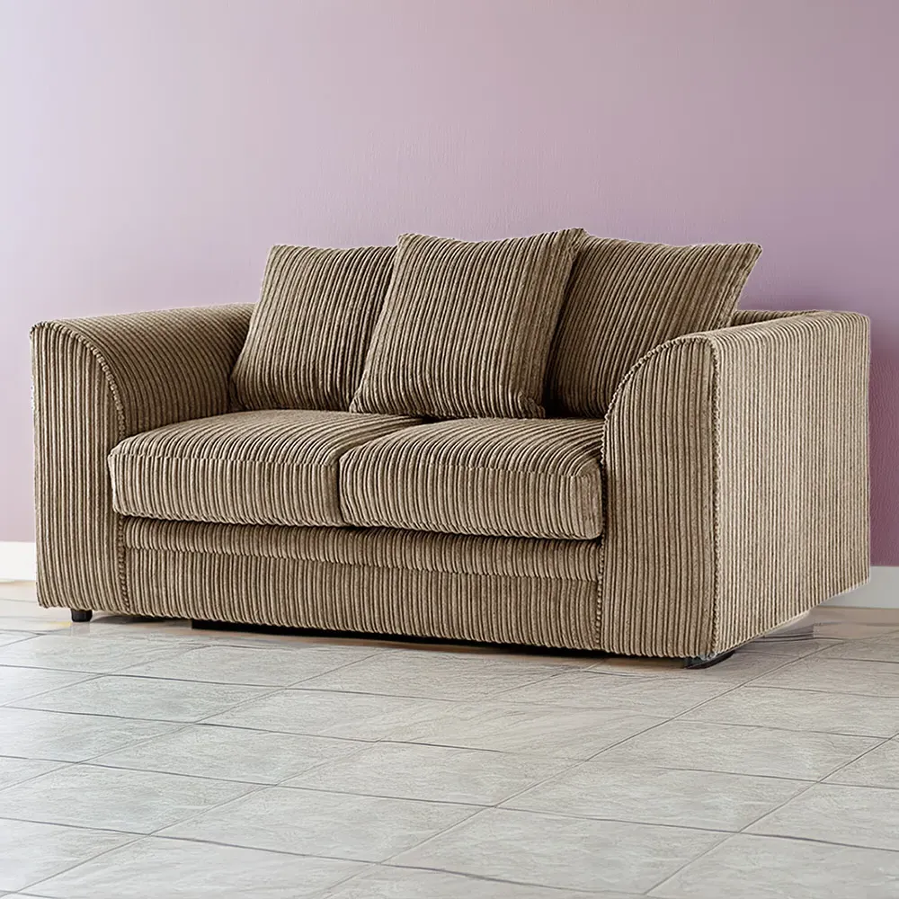 Luxor 2-Seater Coffee Jumbo Cord Sofa with Scatter Back - Brown