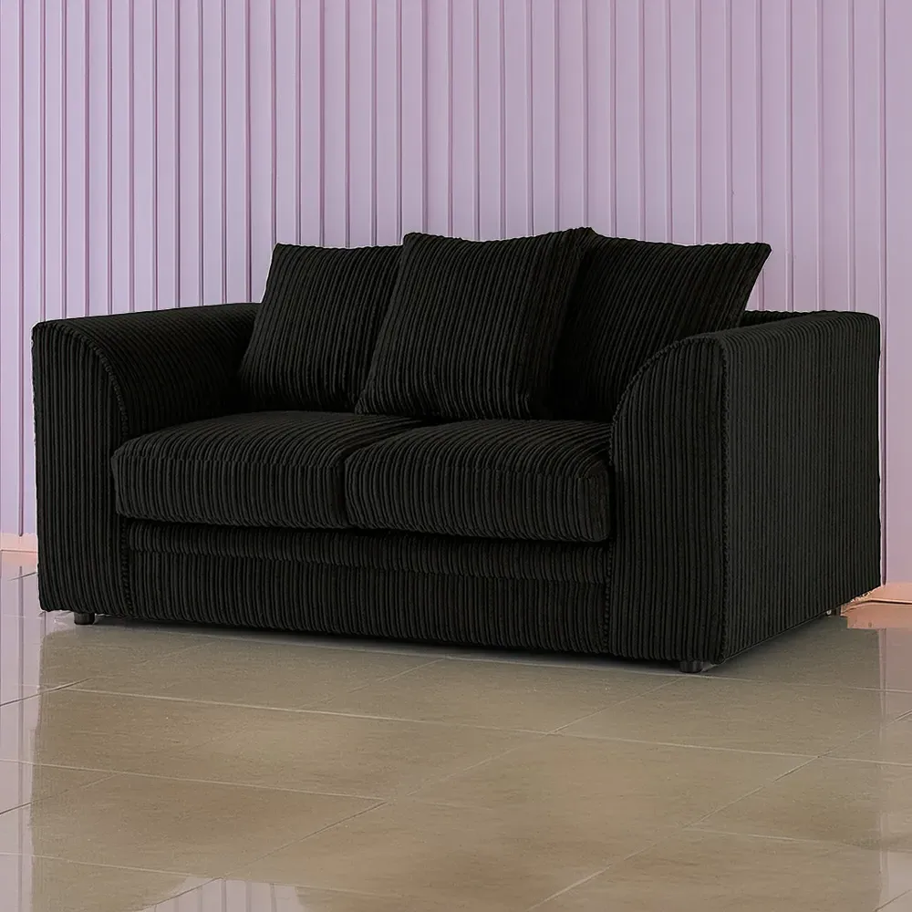 Luxor 2-Seater Sofa with Scatter Back - Black, Jumbo Cord image