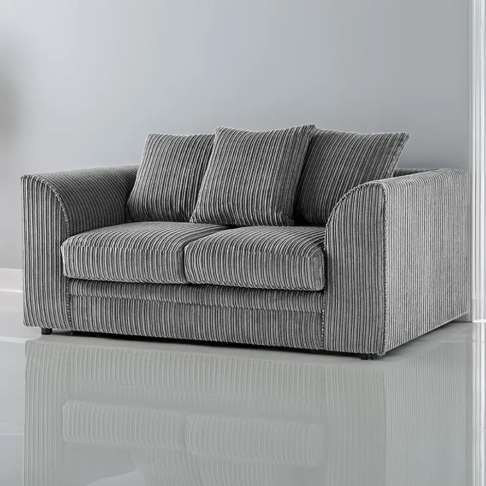 Luxor 2-Seater Sofa with Scatter Back - Grey, Jumbo Cord
