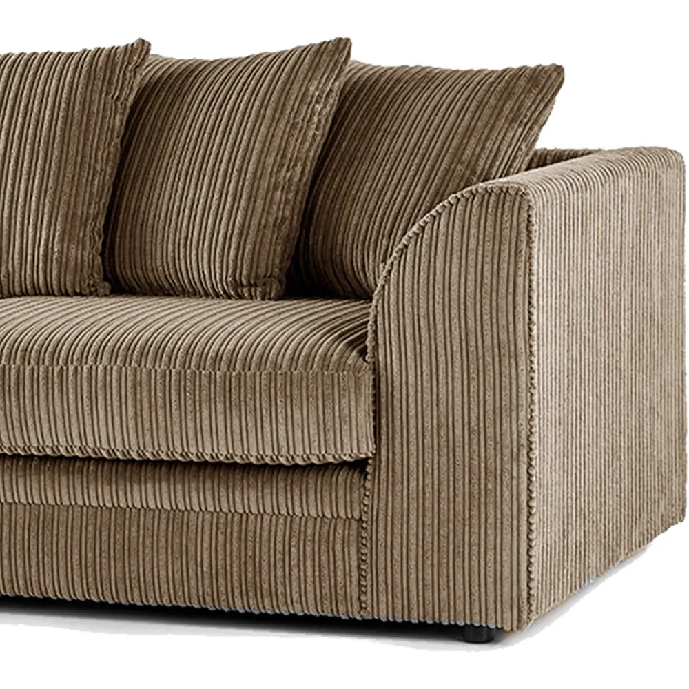 Luxor 3-Seater Coffee Jumbo Cord Sofa with Scatter Back - Brown