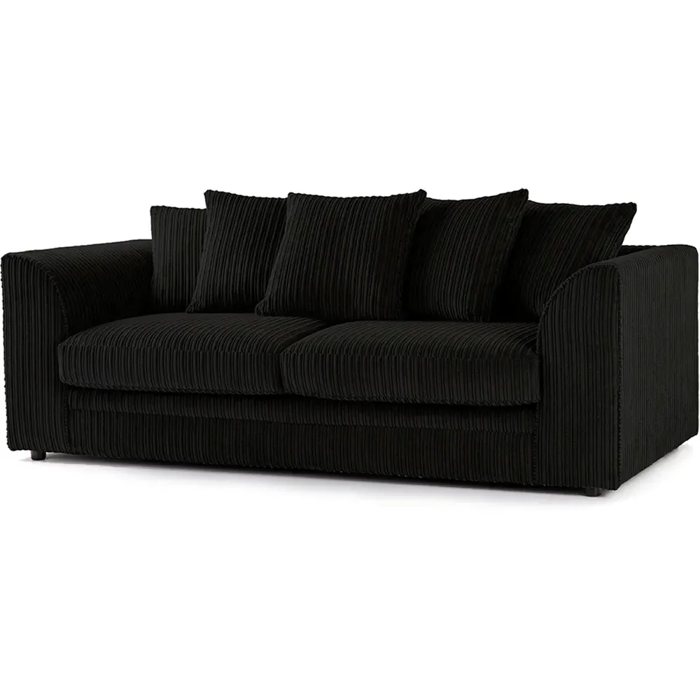 Luxor 3-Seater Sofa with Scatter Back - Black, Jumbo Cord