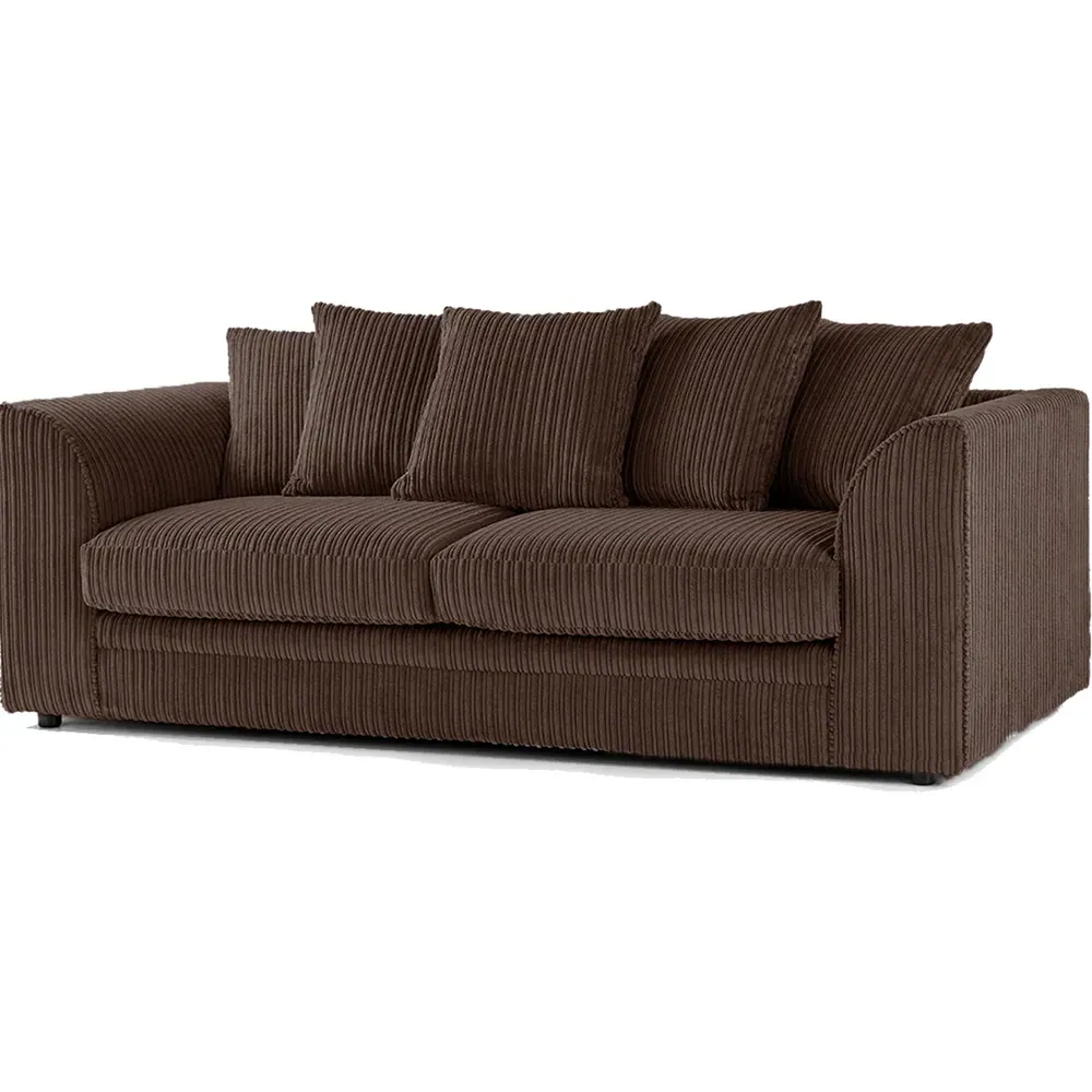 Luxor 3-Seater Sofa with Scatter Back - Chocolate, Jumbo Cord