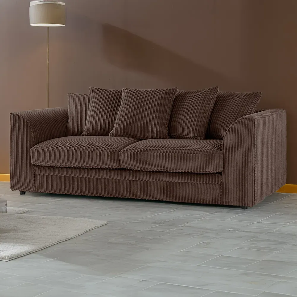Luxor 3-Seater Sofa with Scatter Back - Chocolate, Jumbo Cord