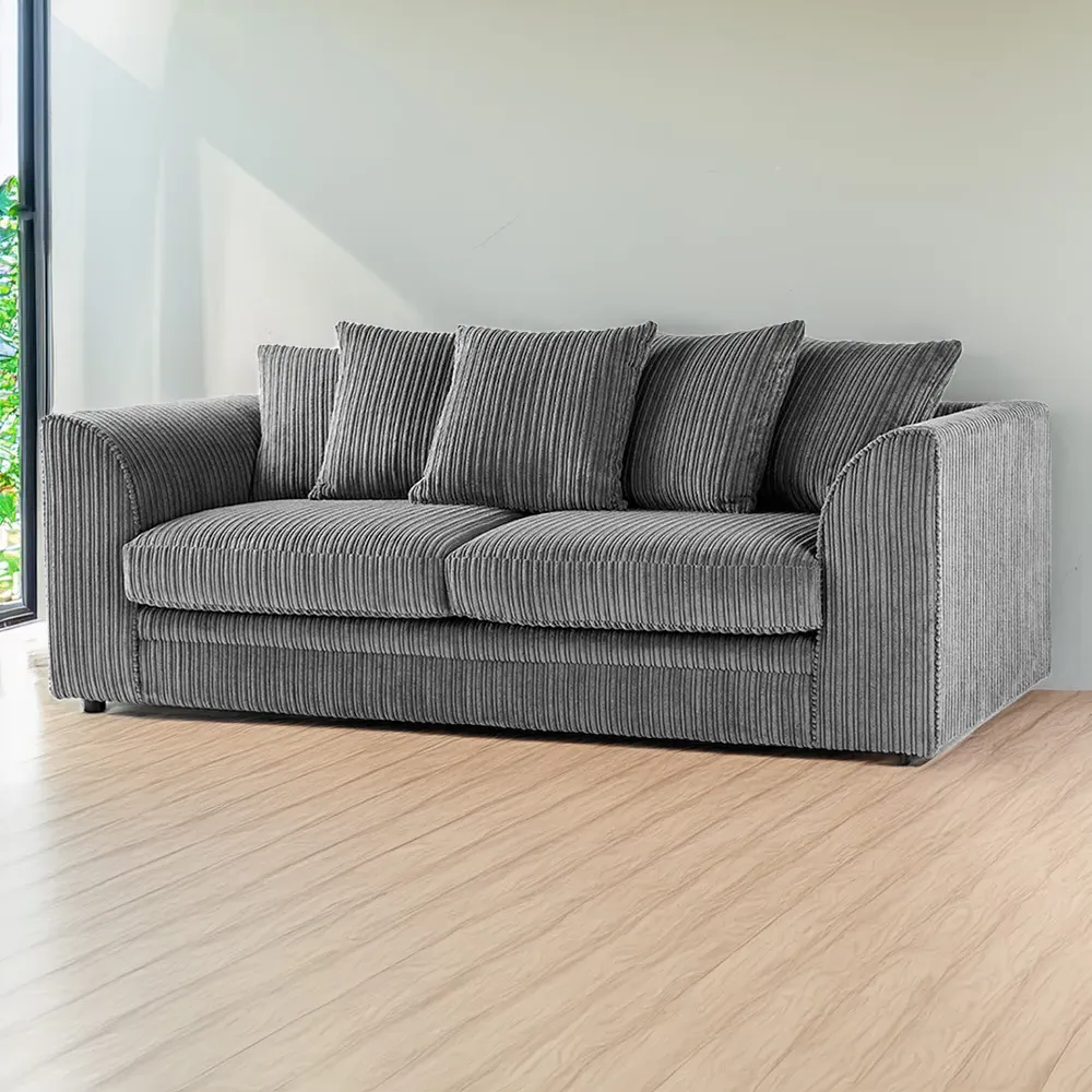 Luxor 3-Seater Sofa with Scatter Back - Grey, Jumbo Cord