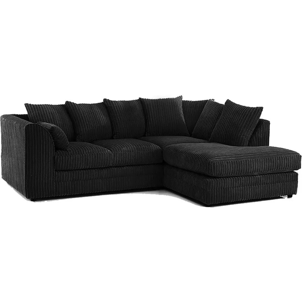 Luxor 4-Seater L-Shaped Corner Sofa - Black, Jumbo Cord