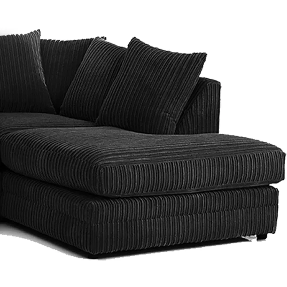 Luxor 4-Seater L-Shaped Corner Sofa - Black, Jumbo Cord