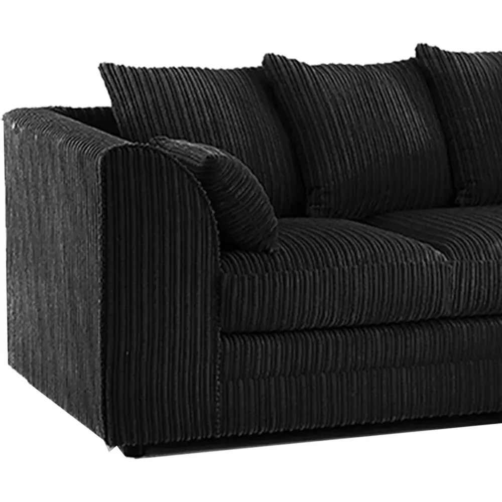 Luxor 4-Seater L-Shaped Corner Sofa - Black, Jumbo Cord