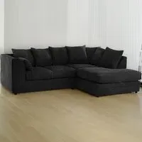 Luxor 4-Seater L-Shaped Corner Sofa - Black, Jumbo Cord