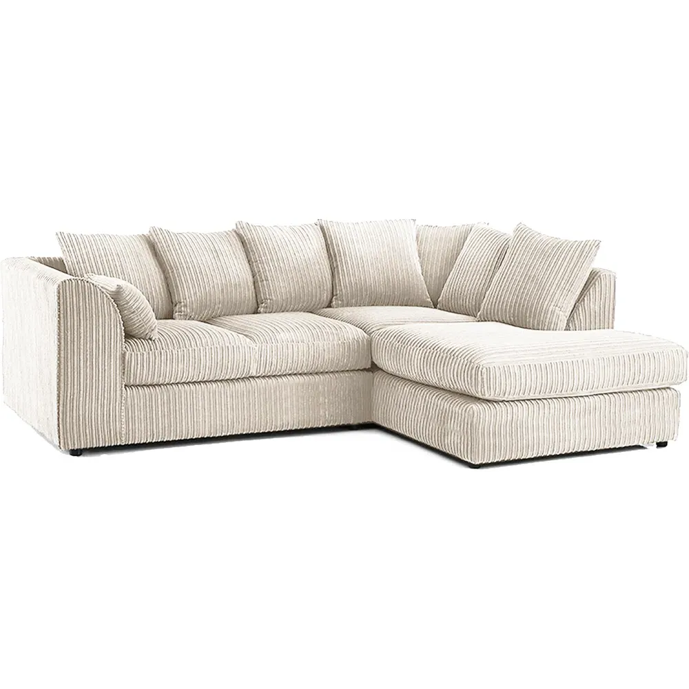 Luxor 4-Seater L-Shaped Corner Sofa - Cream, Jumbo Cord