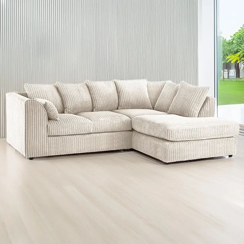 Luxor 4-Seater L-Shaped Corner Sofa - Cream, Jumbo Cord