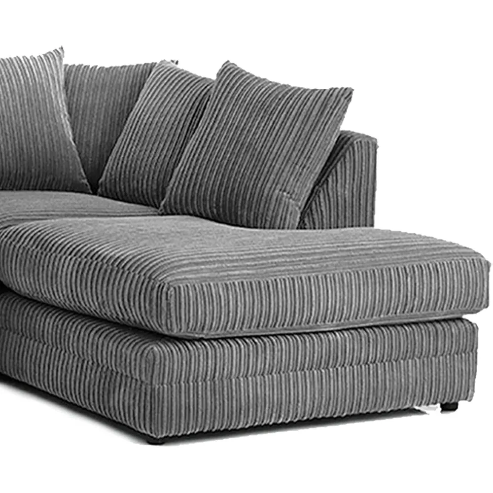Luxor 4-Seater L-Shaped Corner Sofa - Grey, Jumbo Cord