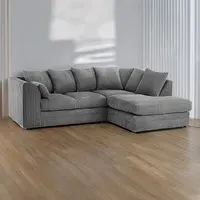 Luxor 4-Seater L-Shaped Corner Sofa - Grey, Jumbo Cord