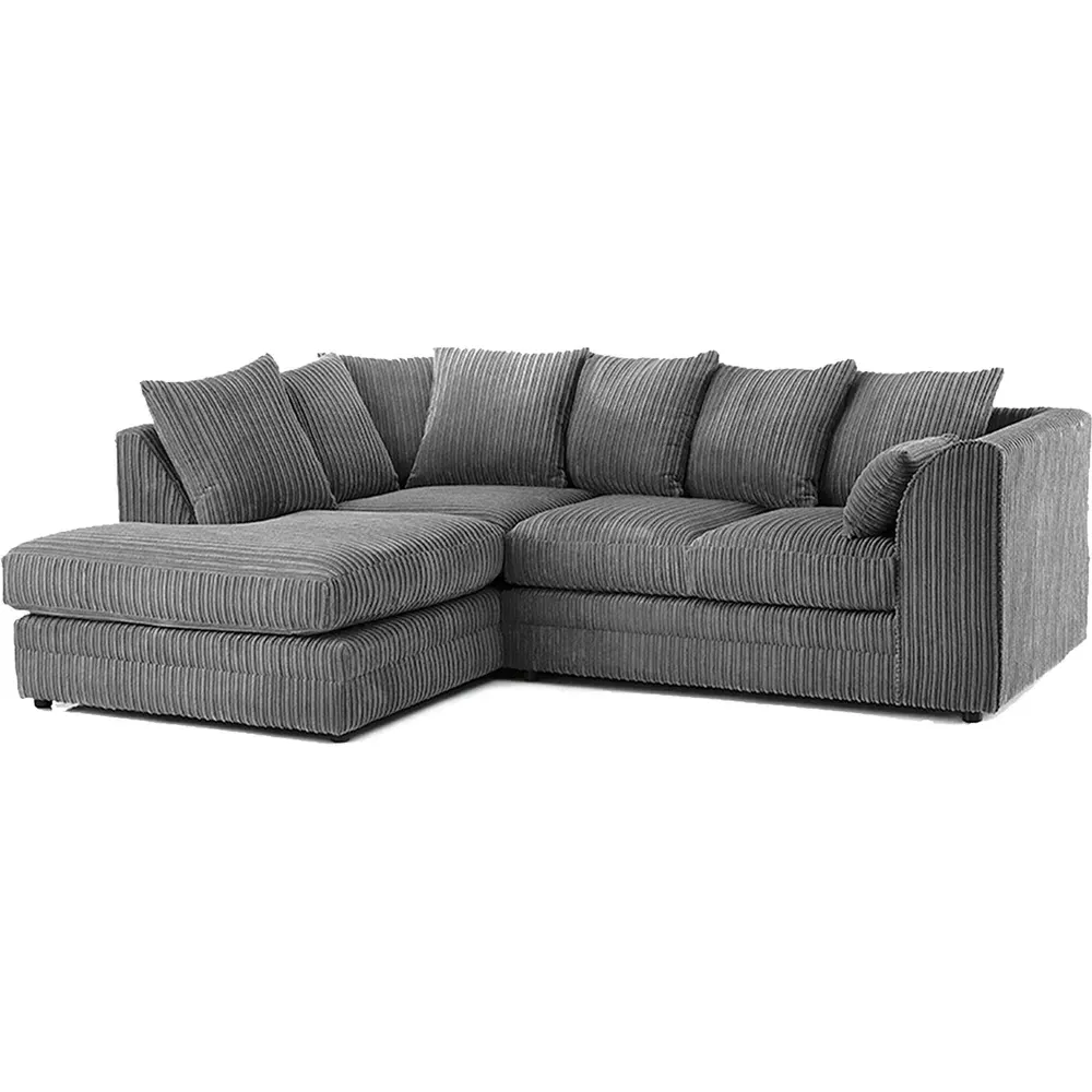 Luxor 4-Seater L-Shaped Corner Sofa - Grey, Jumbo Cord