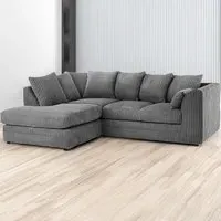 Luxor 4-Seater L-Shaped Corner Sofa - Grey, Jumbo Cord