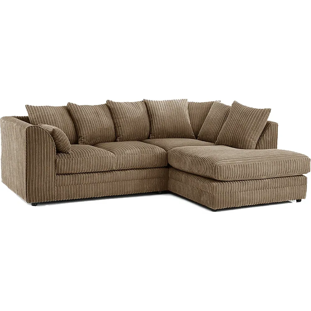 Luxor 4-Seater Left Hand L-Shaped Corner Sofa - Coffee, Jumbo Cord