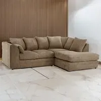 Luxor 4-Seater Left Hand L-Shaped Corner Sofa - Coffee, Jumbo Cord