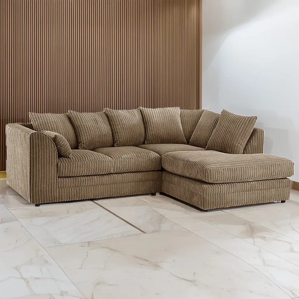 Luxor 4-Seater Left Hand L-Shaped Corner Sofa - Coffee, Jumbo Cord
