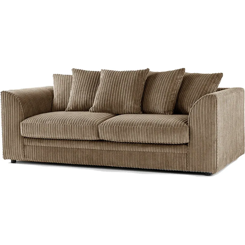 Luxor 5-Seater Coffee Jumbo Cord Sofa Set with Scatter Back - Brown