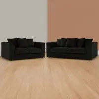 Luxor 5-Seater Sofa Set with Scatter Back - Black, Jumbo Cord