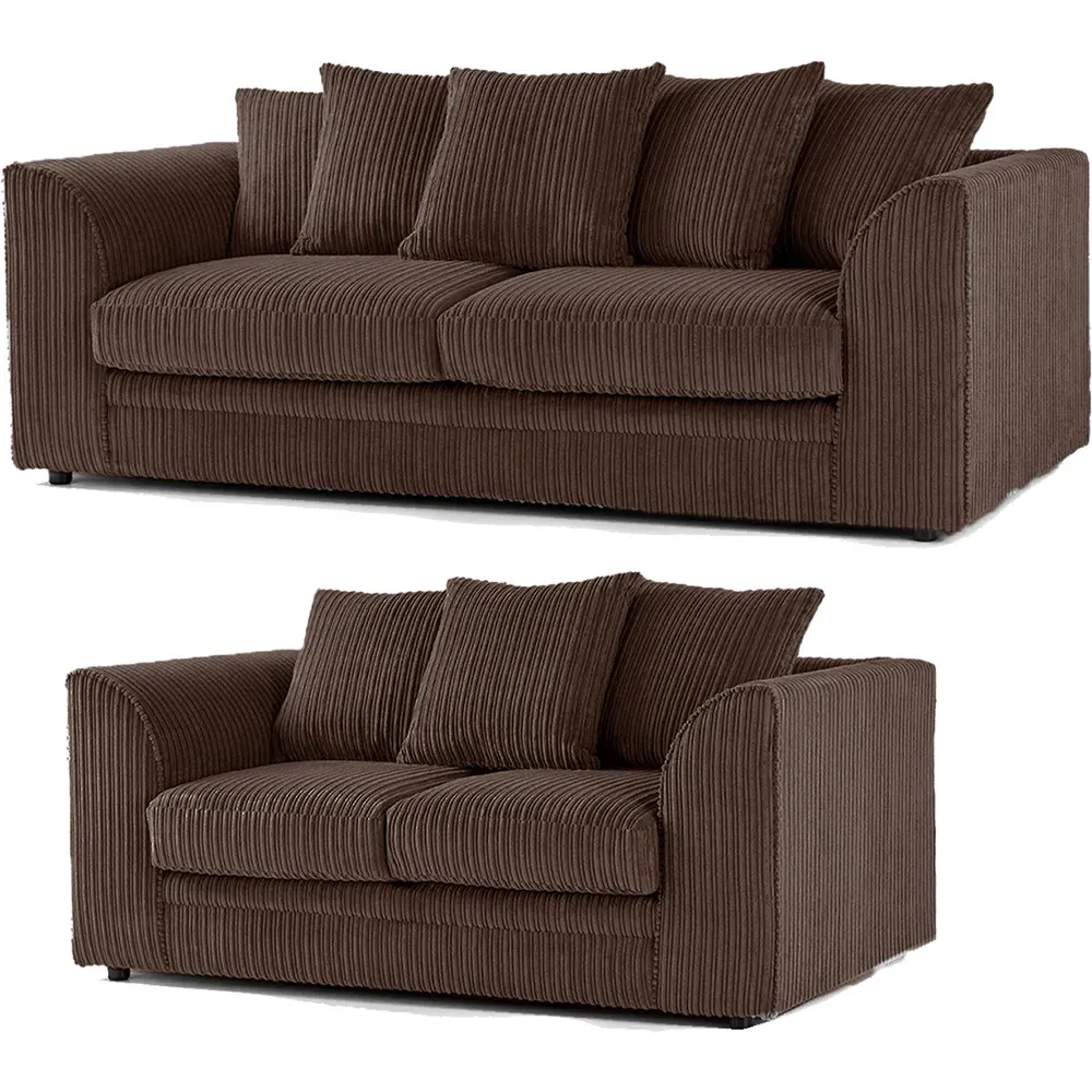 Luxor 5-Seater Sofa Set with Scatter Back - Chocolate, Jumbo Cord