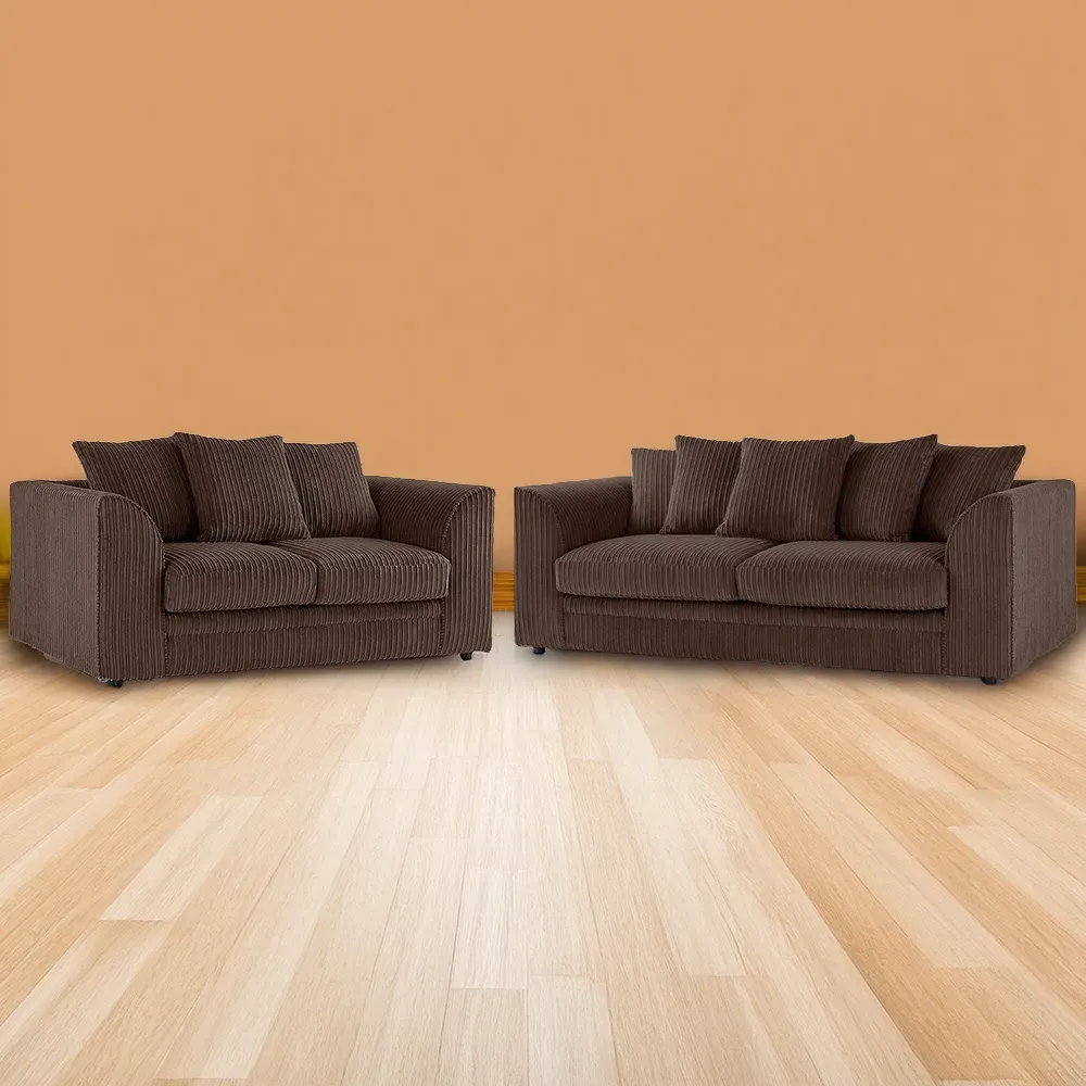 Luxor 5-Seater Sofa Set with Scatter Back - Chocolate, Jumbo Cord