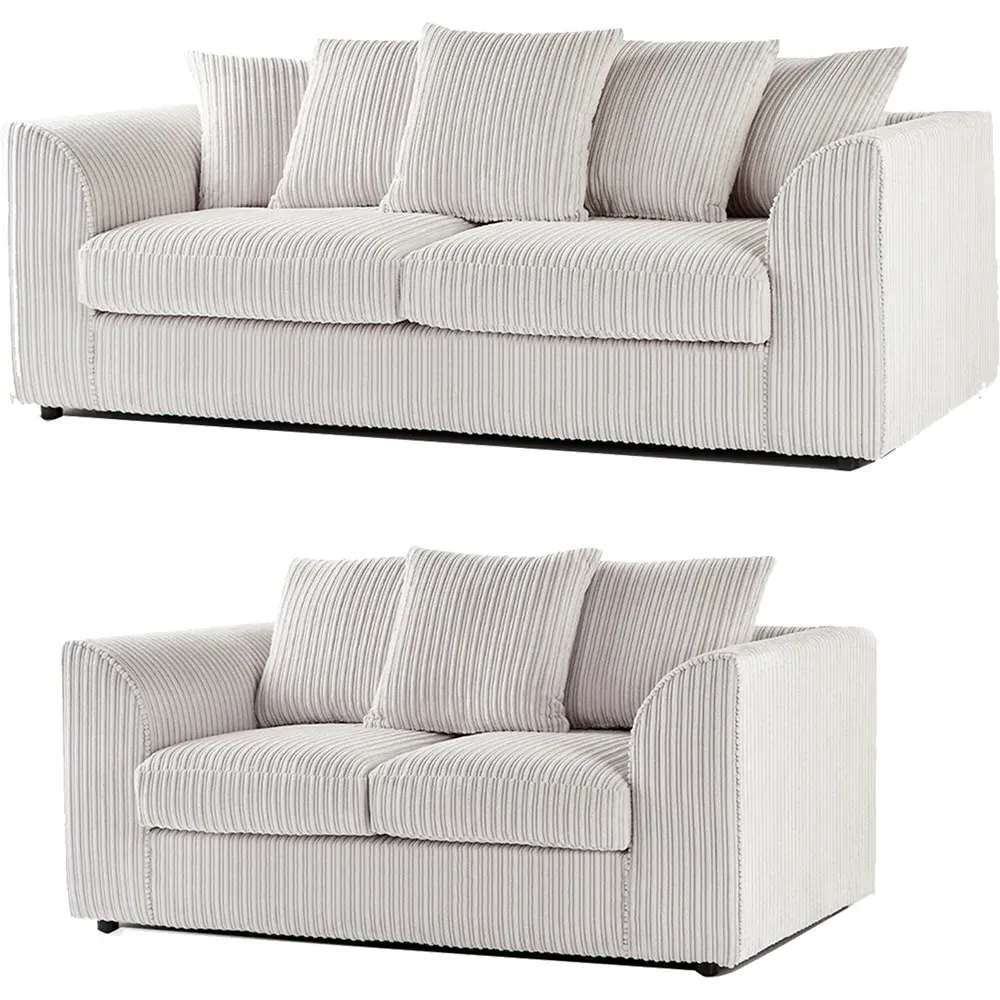 Luxor 5-Seater Sofa Set with Scatter Back - Cream, Jumbo Cord