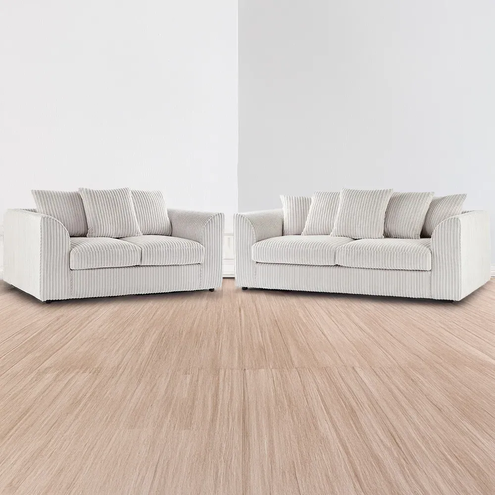 Luxor 5-Seater Sofa Set with Scatter Back - Cream, Jumbo Cord