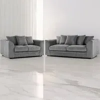 Luxor 5-Seater Sofa Set with Scatter Back - Grey, Jumbo Cord