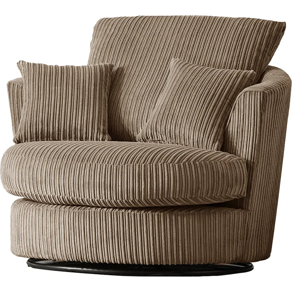 Luxor Coffee Jumbo Cord Swivel Chair - Brown