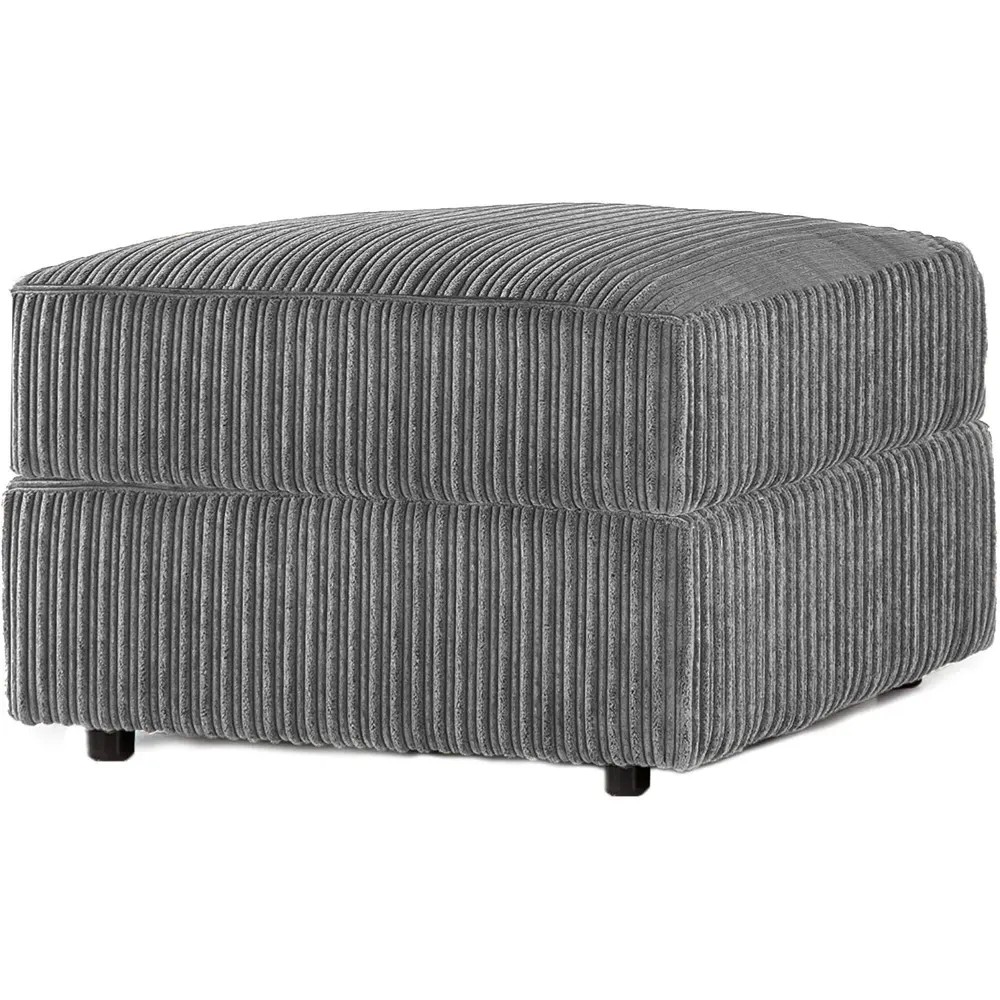 Luxor Jumbo Cord Footstool - Grey