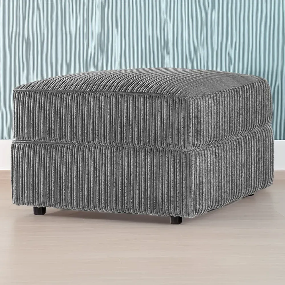 Luxor Jumbo Cord Footstool - Grey