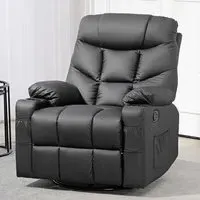 Manual Recliner Chair with Cup Holders - Black, Faux Leather