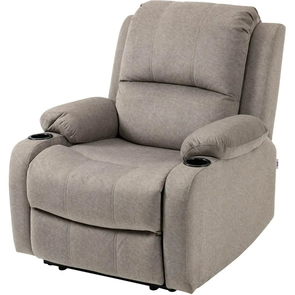 Manual Recliner Chair with Footrest - Brown, Microfibre