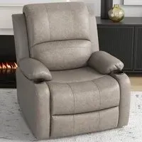 Manual Recliner Chair with Footrest - Brown, Microfibre